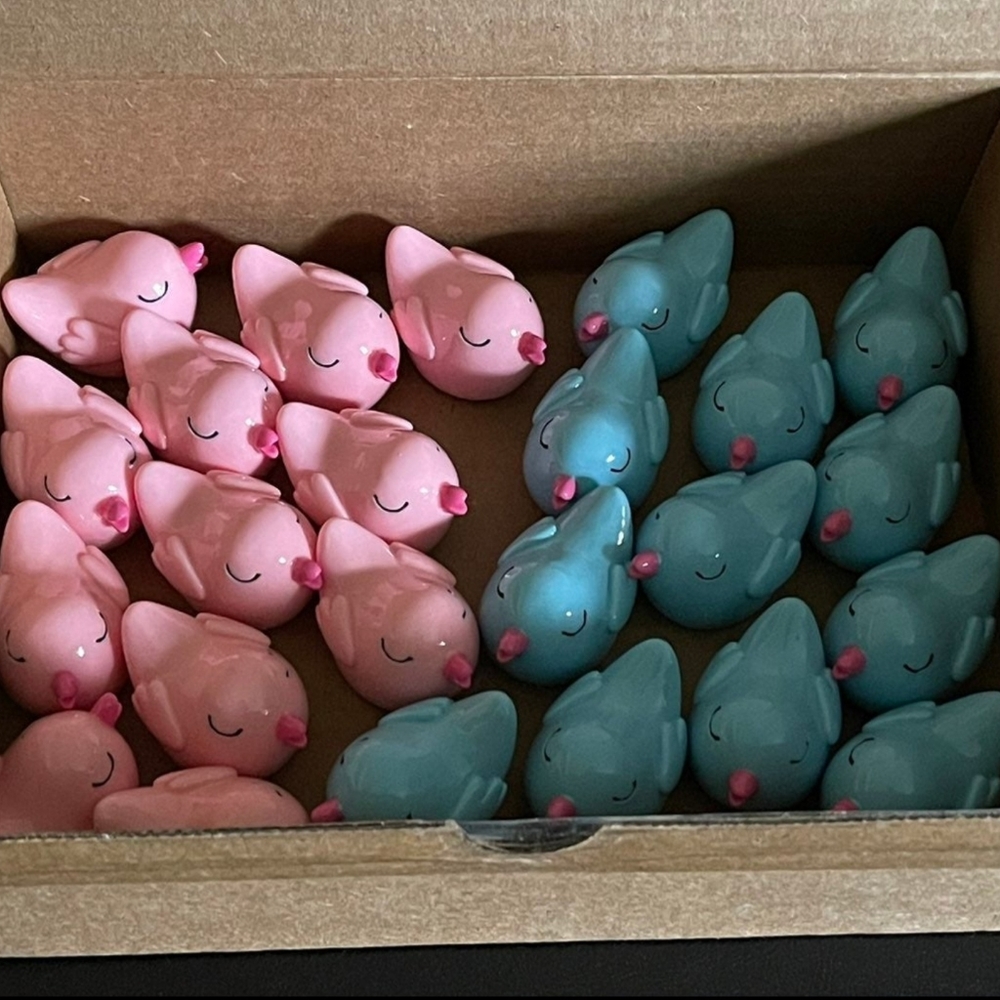Set of 24 lovebirds pink & blue